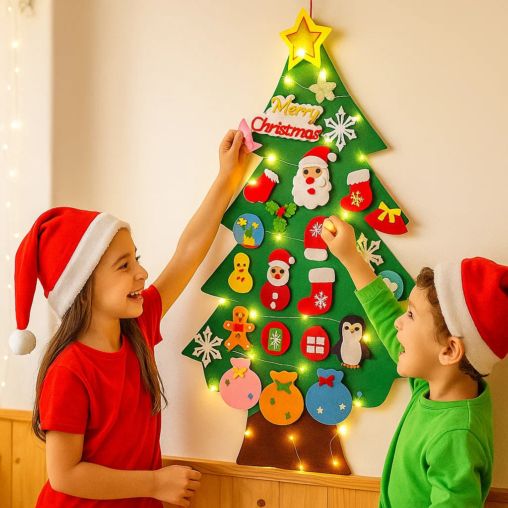 Montessori Vilten Kerstboom met Feeërieke Lichtjes