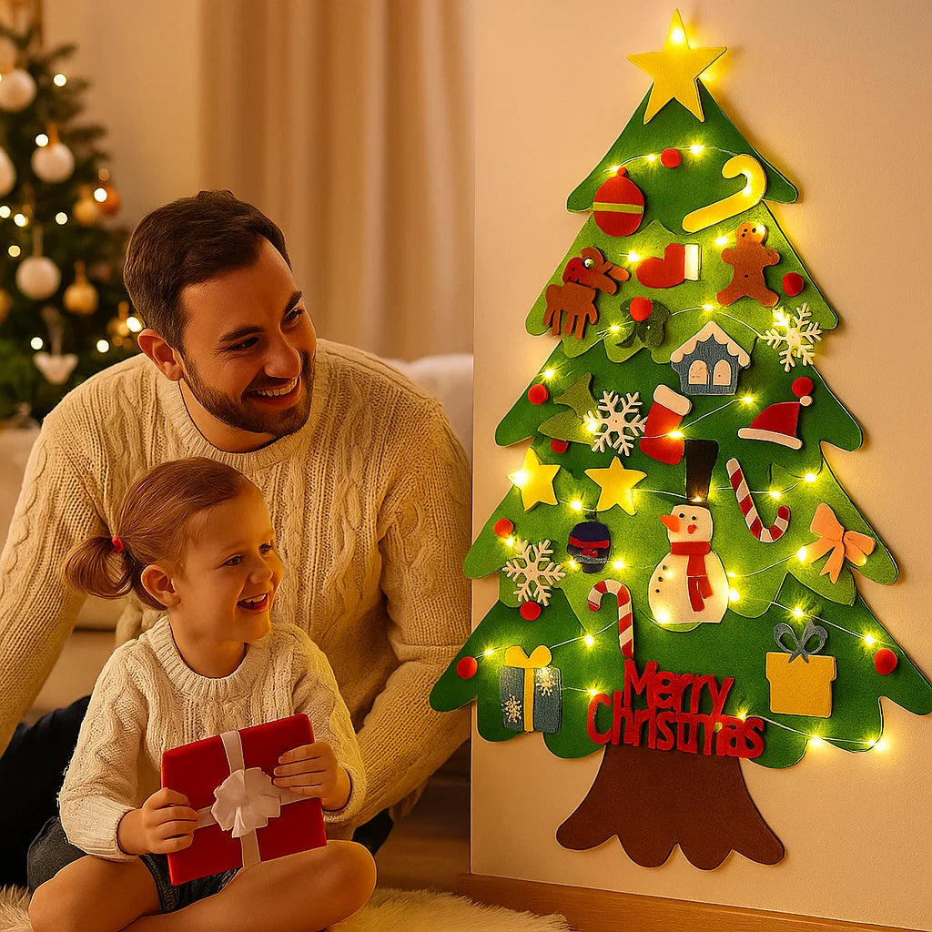 Montessori Vilten Kerstboom met Feeërieke Lichtjes
