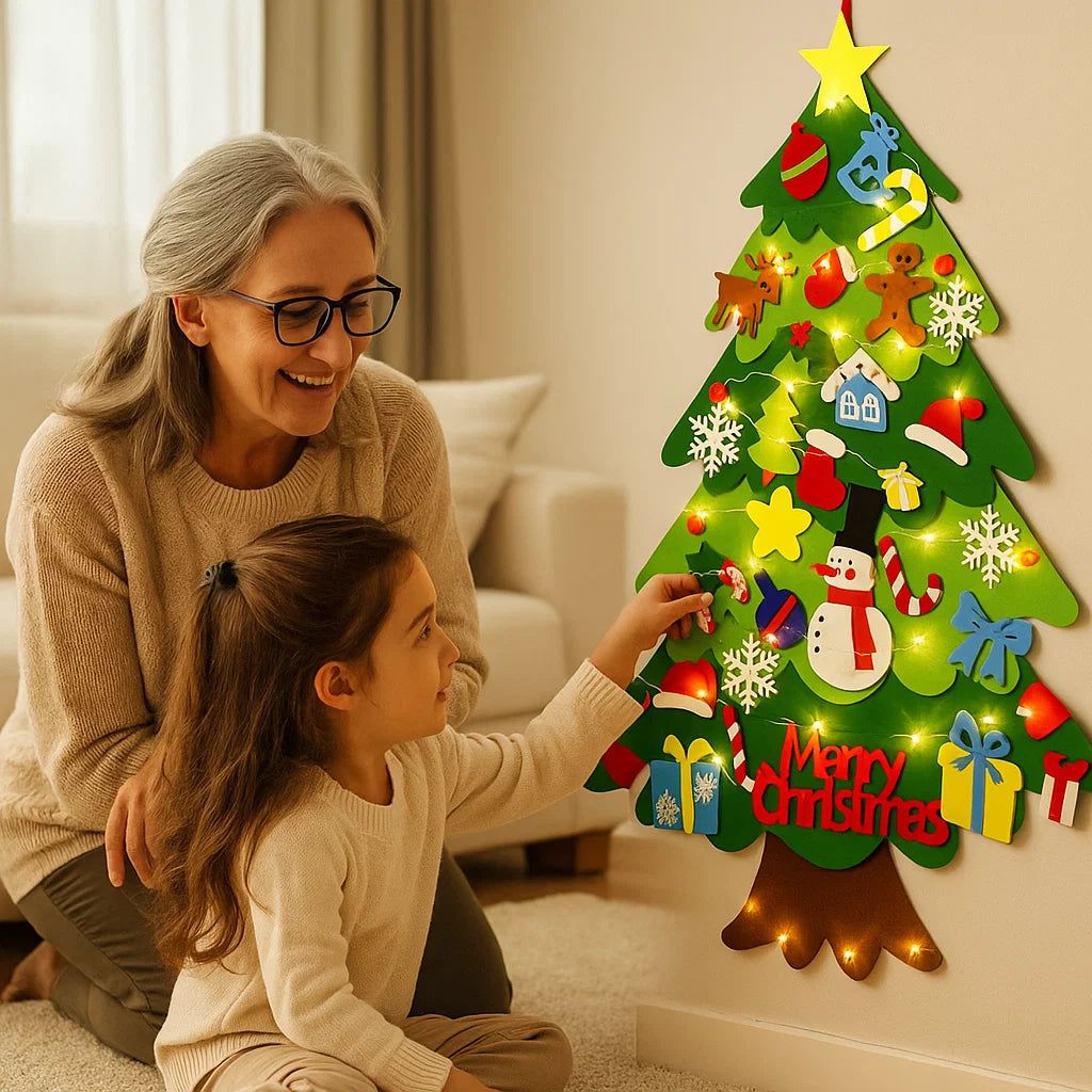 Montessori Vilten Kerstboom met Feeërieke Lichtjes