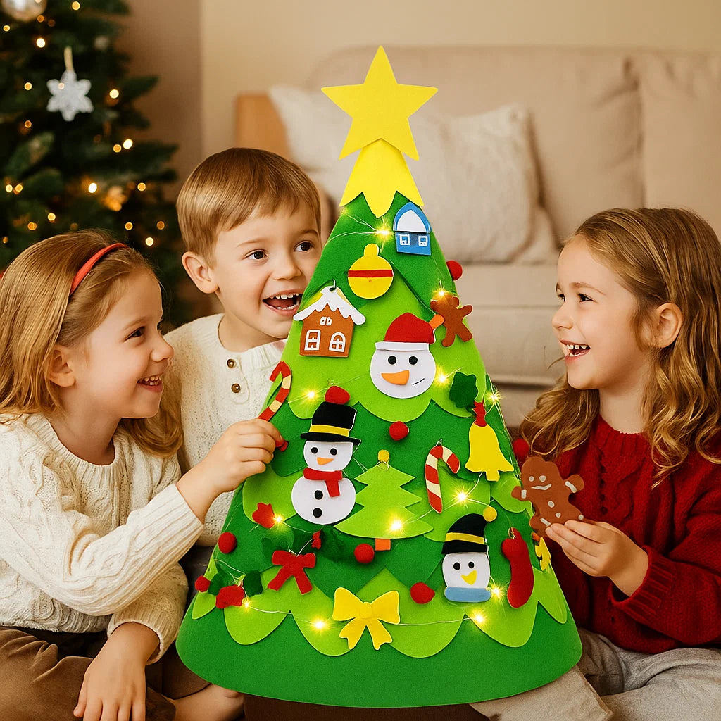 Montessori 3D Vilten Kerstboom Met Feeërieke Lichtjes