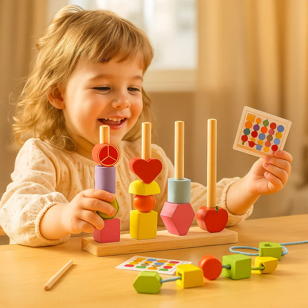 Montessori Kleuren en Vormen Draadspeelgoed van Hout