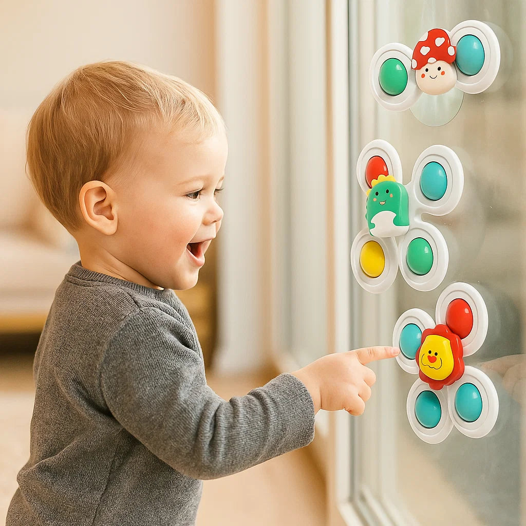 Schattige zuignap-draaispeelgoed set voor baby’s – 3 stuks