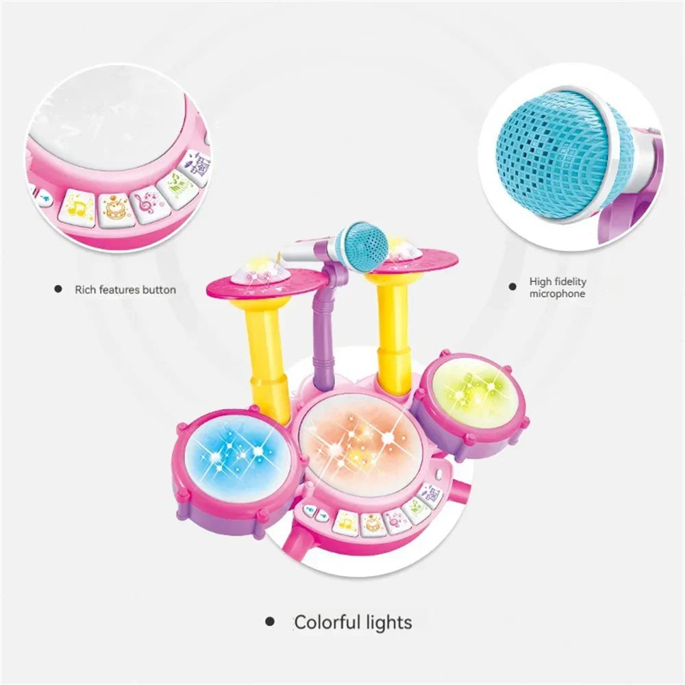 Elektronisch Kinderdrumstel - Muzikaal Speelgoed met Licht- en Geluidseffecten