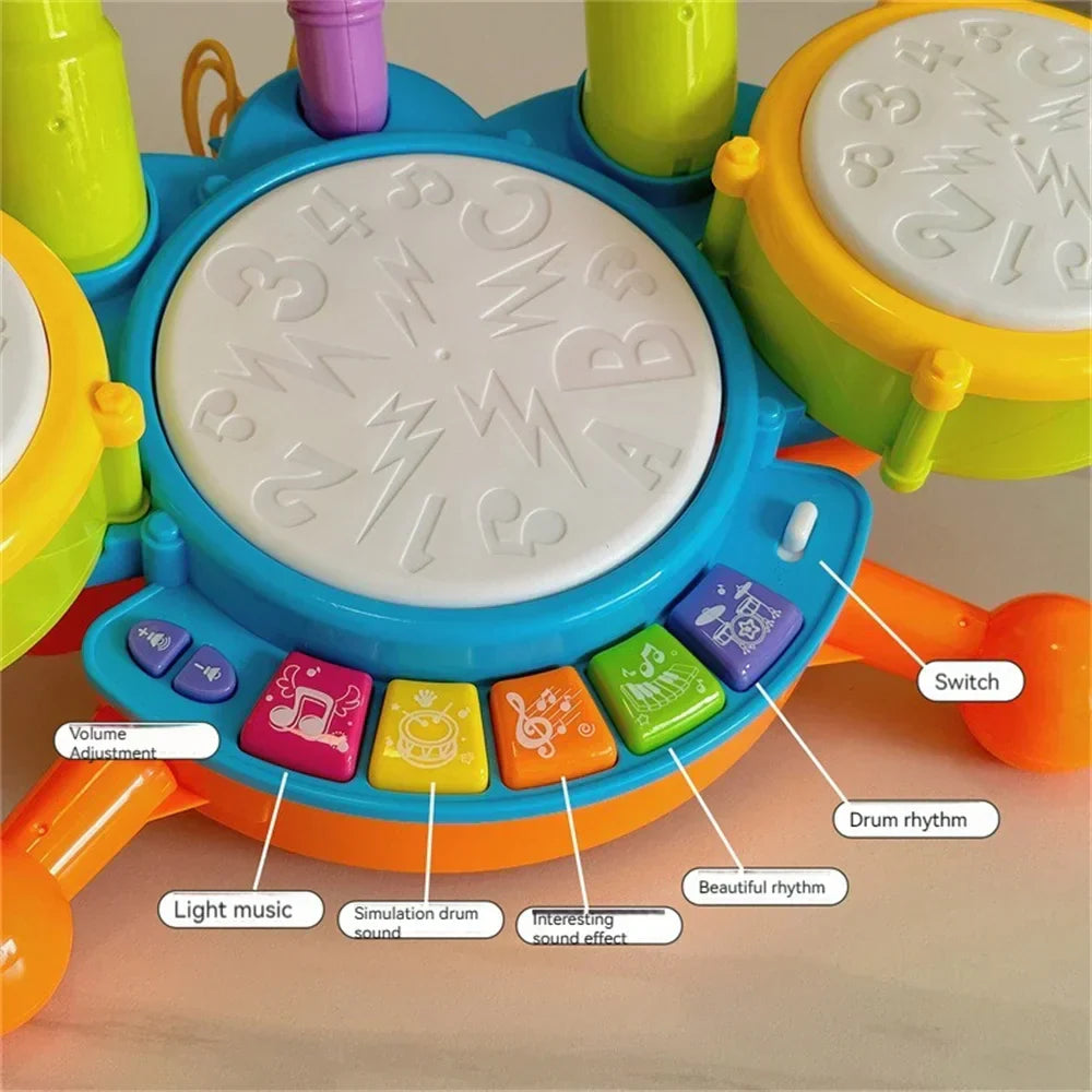 Elektronisch Kinderdrumstel - Muzikaal Speelgoed met Licht- en Geluidseffecten