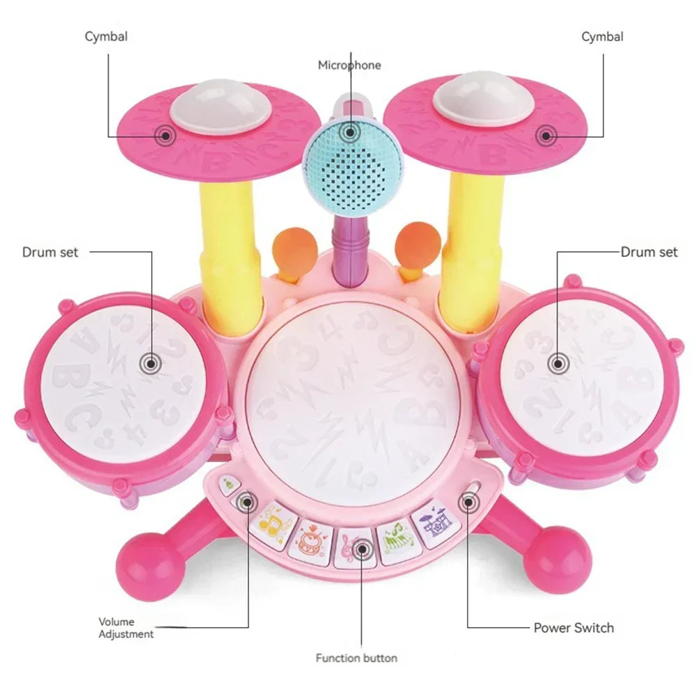 Elektronisch Kinderdrumstel - Muzikaal Speelgoed met Licht- en Geluidseffecten