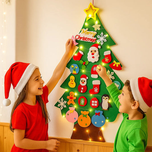 Montessori Vilten Kerstboom met Feeërieke Lichtjes
