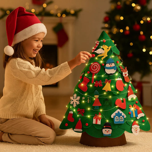 Montessori 3D Vilten Kerstboom Met Feeërieke Lichtjes