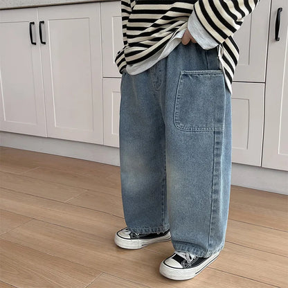 Stijlvolle Kinderjeans Met Elastische Tailleband En Printdetail