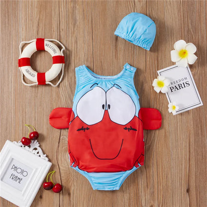 Bescherming In De Zon Kinderzwempak Met Krabdesign - Comfortabel Zwempak Met UV bescherming